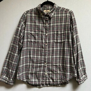 Woolrich red black plaid flannel button collar shirt